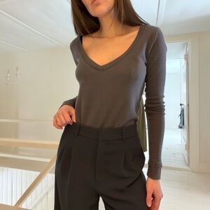 Chaser Cotton Modal V Neck Long Sleeve Tunic T-Shirt